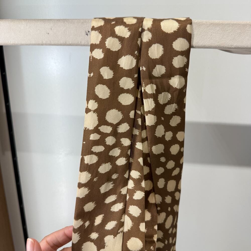 Coach Wild Spots Print Silk Skinny Scarf CEH57 Tan - Picture 4 of 6